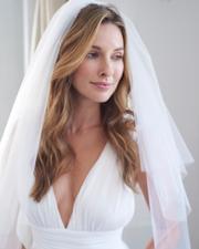 bride with veil in white